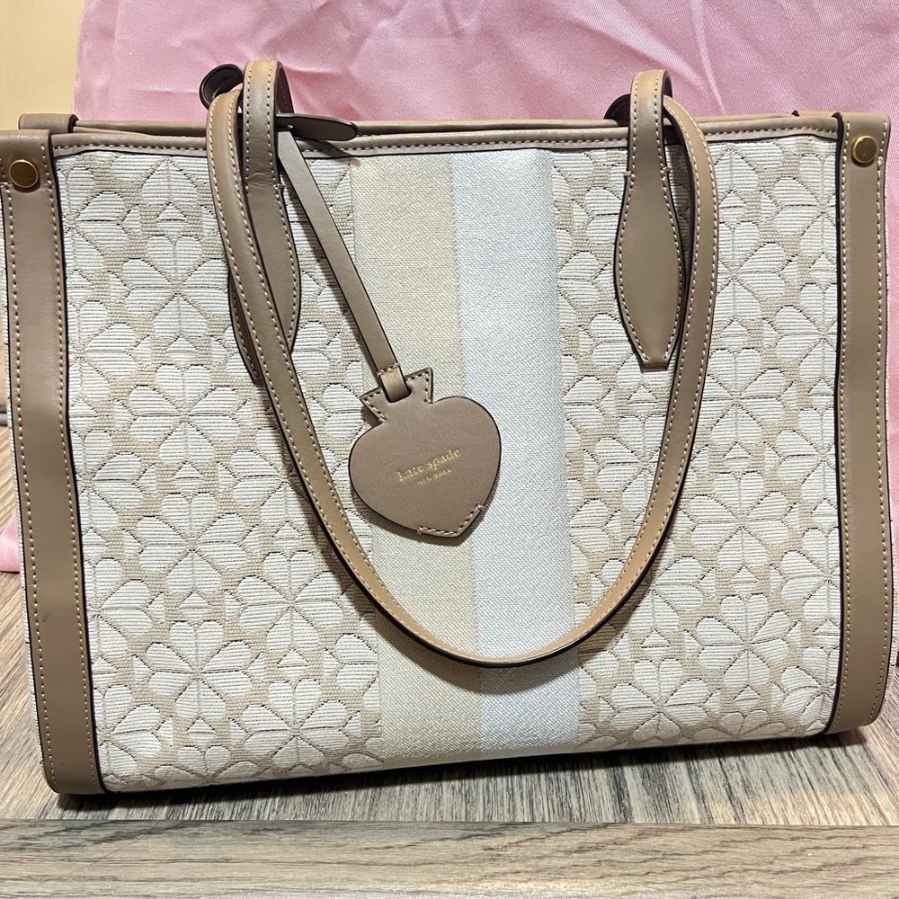 Kate Spade Tan and Cream Geometric Tote